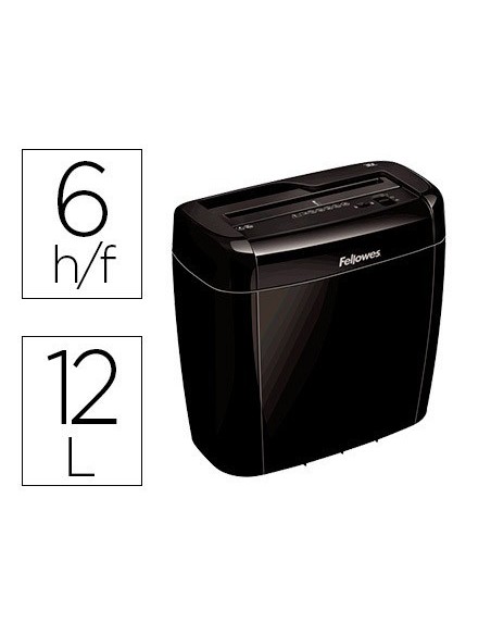 DESTRUCTORA DE DOCUMENTOS FELLOWES 36C CAPACIDAD DE CORTE 6 HOJAS PARTICULAS DESTRUYE GRAPAS CLIPS TARJETAS