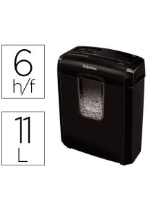 DESTRUCTORA DE DOCUMENTOS FELLOWES 6C CAPACIDAD DE CORTE6 HOJAS EN PARTICULAS DESTRUY E GRAPAS CLIPS Y TARJETAS 11L