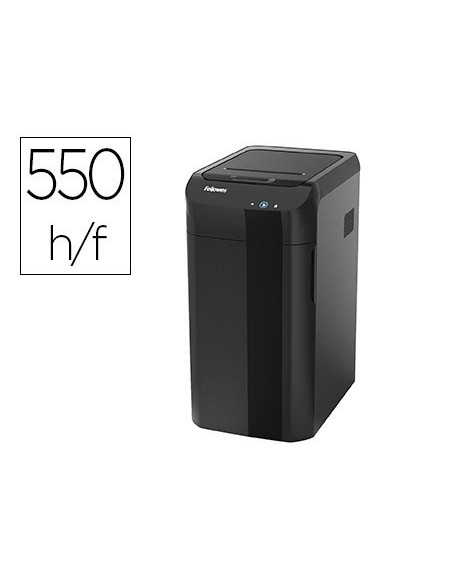 DESTRUCTORA DE DOCUMENTOS FELLOWES AUTOMAX 550C CAPACIDAD DE CORTE 550 HOJAS PARTICULAS DESTRUYE TARJETA CD