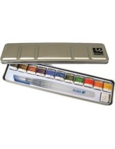 ACUARELA ARTIST START CAJA METAL 12 COLORES SURTIDOS + PINCEL RELLENABLE