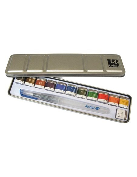 ACUARELA ARTIST START CAJA METAL 12 COLORES SURTIDOS + PINCEL RELLENABLE