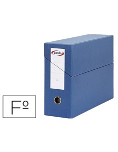 CAJA TRANSFERENCIA PARDO FOLIO FORRADO EXTRA DOBLE LOMO 80 MM ESTUCHE INTERIOR CON TARJETERO AZUL