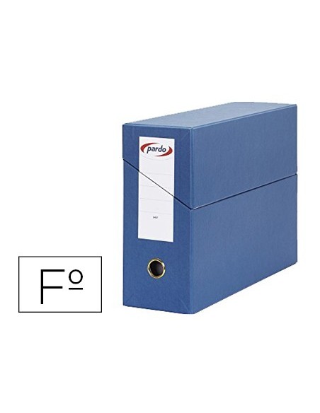 CAJA TRANSFERENCIA PARDO FOLIO FORRADO EXTRA DOBLE LOMO 80 MM ESTUCHE INTERIOR CON TARJETERO AZUL