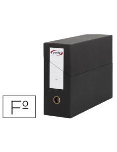 CAJA TRANSFERENCIA PARDO FOLIO FORRADO EXTRA DOBLE LOMO 80 MM ESTUCHE INTERIOR CON TARJETERO NEGRA