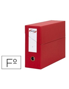 CAJA TRANSFERENCIA PARDO FOLIO FORRADO EXTRA DOBLE LOMO 80 MM ESTUCHE INTERIOR CON TARJETERO ROJA