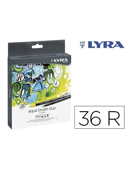 ROTULADOR LYRA AQUA BRUSH DUO CAJA DE 36 COLORES SURTIDOS
