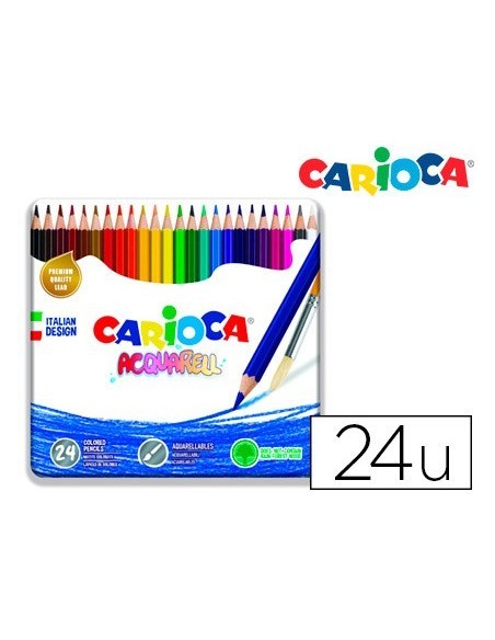 LAPICES DE COLORES CARIOCA ACUARELABLE CAJA METALICA DE 24 COLORES SURTIDOS