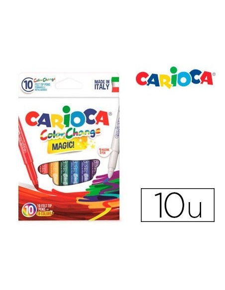 ROTULADOR CARIOCA CAMBIA COLOR TINTA MAGICA CAJA DE 10 UNIDADES COLORES SURTIDOS