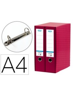 MODULO ELBA 2 ARCHIVADORES DE PALANCA DIN A4 CON RADO 2 ANILLAS ROJO LOMO DE 80 MM