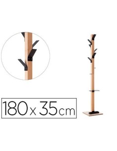 PERCHERO MADERA PAPERFLOW HAYA 8 COLGADORES CON PARAGUERO NEGRO ALTURA 180 CM