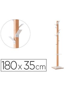 PERCHERO MADERA PAPERFLOW HAYA 8 COLGADORES CON PARAGUERO BLANCO ALTURA 180 CM