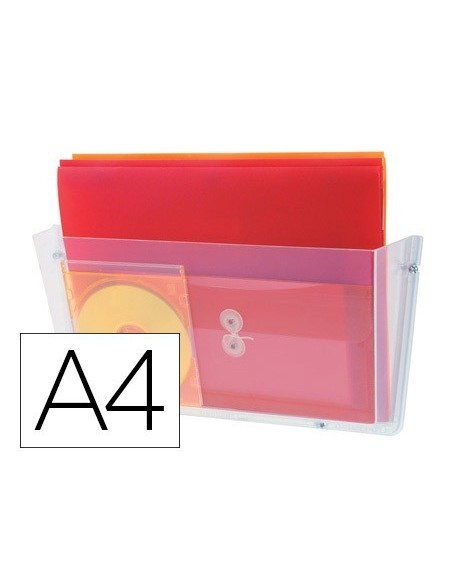 EXPOSITOR MURAL ARCHIVO 2000 DE PARED POLIESTIRENO CON 1 COMPARTIMENTO TRANSPARENTE PARA DIN A4 HORIZONTAL