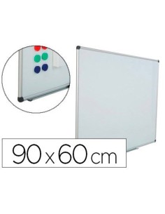 PIZARRA BLANCA ROCADA ACERO VITRIFICADO MAGNETICO MARCO ALUMINIO Y CANTONERAS PVC 90X60 CM INCLUYE BANDEJA PARA