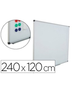 PIZARRA BLANCA ROCADA ACERO VITRIFICADO MAGNETICO MARCO ALUMINIO Y CANTONERAS PVC 240 X 120 CM INCLUYE BANDEJA