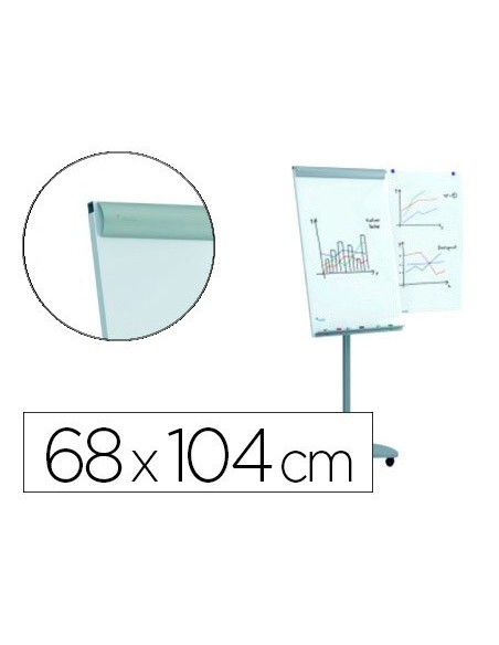 PIZARRA BLANCA ROCADA PARA CONFERENCIAS METALICA MAGNETICA CON RUEDAS 68X104 CM INCLUYE 2 BRAZOS LATERALES