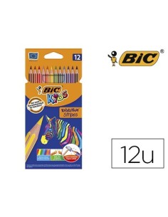 LAPICES DE COLORES BIC EVOLUTION STRIPES CAJA DE 12 COLORES SURTIDOS