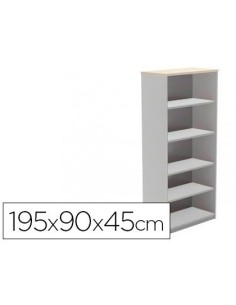 ARMARIO ROCADA CON CINCO ESTANTES SERIE STORE 195X90X45 CM ACABADO AB04 ALUMINIO/BLANCO