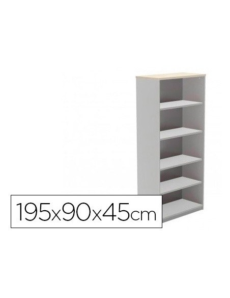 ARMARIO ROCADA CON CINCO ESTANTES SERIE STORE 195X90X45 CM ACABADO AB04 ALUMINIO/BLANCO