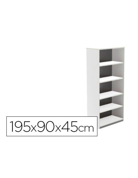 ARMARIO ROCADA CON CINCO ESTANTES SERIE STORE 195X90X45 CM ACABADO AW04 BLANCO/BLANCO