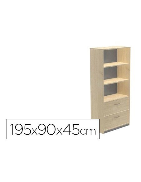 ARMARIO ROCADA CON TRES ESTANTES Y DOS CAJONES INFERIORES SERIE STORE 195X90X45 CM ACABADO AA01