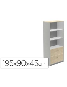 ARMARIO ROCADA CON TRES ESTANTES Y DOS CAJONES INFERIORES SERIE STORE 195X90X45 CM ACABADO AB04