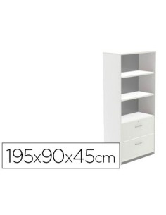ARMARIO ROCADA CON TRES ESTANTES Y DOS CAJONES INFERIORES SERIE STORE 195X90X45 CM ACABADO AW04