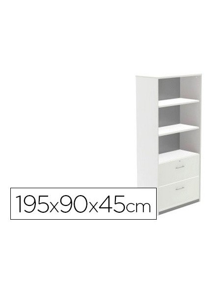 ARMARIO ROCADA CON TRES ESTANTES Y DOS CAJONES INFERIORES SERIE STORE 195X90X45 CM ACABADO AW04