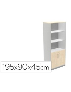 ARMARIO ROCADA CON TRES ESTANTES Y DOS PUERTAS INFERIORES SERIE STORE 195X90X45 CM ACABADO AB04