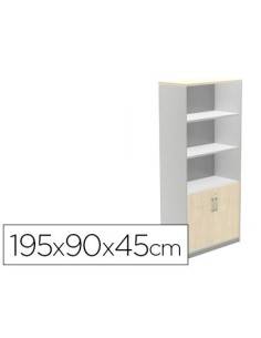 ARMARIO ROCADA CON TRES ESTANTES Y DOS PUERTAS INFERIORES SERIE STORE 195X90X45 CM ACABADO AW04
