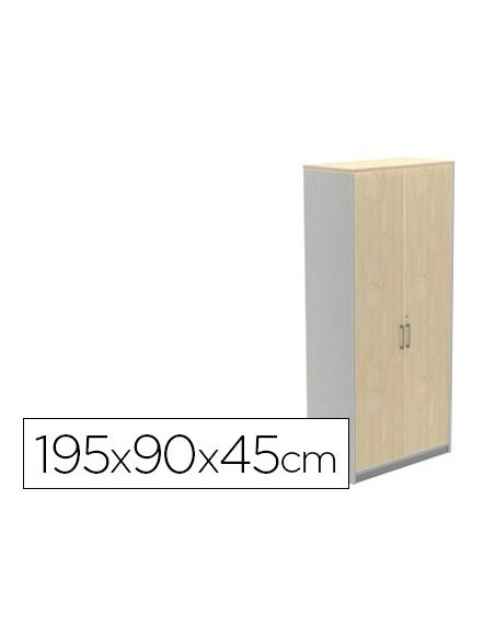 ARMARIO ROCADA CON CUATRO ESTANTES Y DOS PUERTAS SERIE STORE 195X90X45 CM ACABADO AB01 ALUMINIO/HAYA