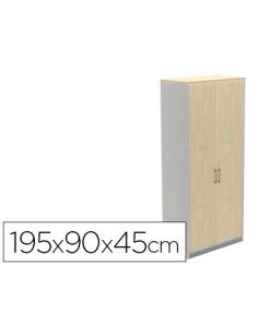 ARMARIO ROCADA CON CUATRO ESTANTES Y DOS PUERTAS SERIE STORE 195X90X45 CM ACABADO AB02 ALUMINIO/GRIS