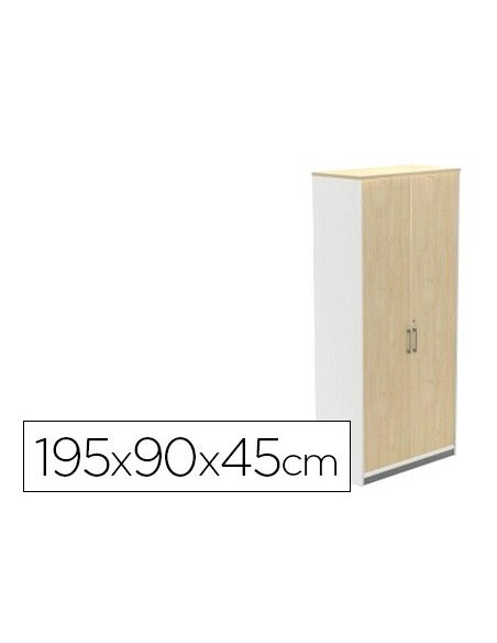 ARMARIO ROCADA CON CUATRO ESTANTES Y DOS PUERTAS SERIE STORE 195X90X45 CM ACABADO AW04 BLANCO/BLANCO