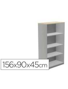 ARMARIO ROCADA CON CUATRO ESTANTES SERIE STORE 156X90X45 CM ACABADO AB02 ALUMINIO/GRIS
