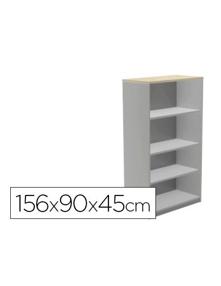 ARMARIO ROCADA CON CUATRO ESTANTES SERIE STORE 156X90X45 CM ACABADO AB02 ALUMINIO/GRIS