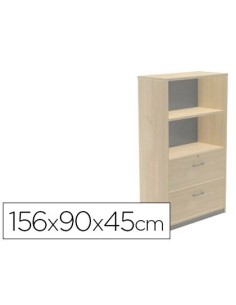 ARMARIO ROCADA CON DOS ESTANTES Y DOS CAJONES INFERIORES SERIE STORE 156X90X45 CM ACABADO AA01