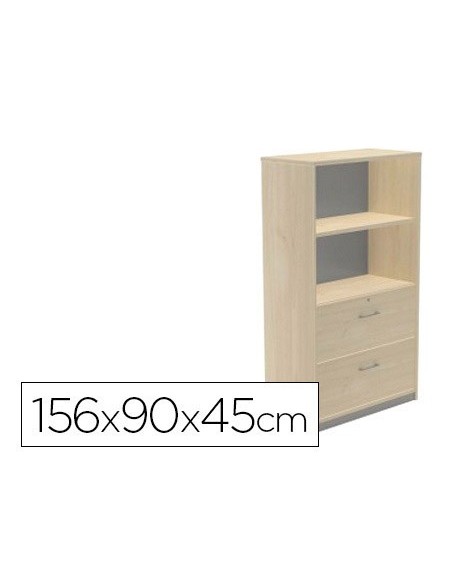 ARMARIO ROCADA CON DOS ESTANTES Y DOS CAJONES INFERIORES SERIE STORE 156X90X45 CM ACABADO AA01