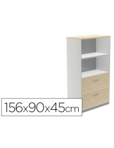ARMARIO ROCADA CON DOS ESTANTES Y DOS CAJONES INFERIORES SERIE STORE 156X90X45 CM ACABADO AB01