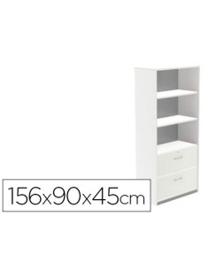 ARMARIO ROCADA CON DOS ESTANTES Y DOS CAJONES INFERIORES SERIE STORE 156X90X45 CM ACABADO AW04