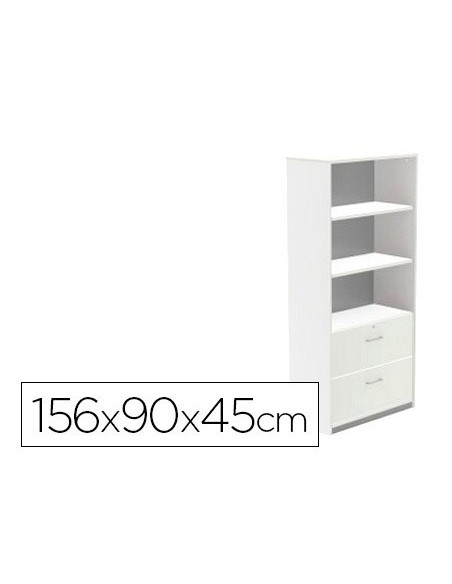 ARMARIO ROCADA CON DOS ESTANTES Y DOS CAJONES INFERIORES SERIE STORE 156X90X45 CM ACABADO AW04
