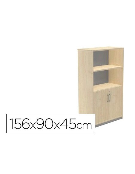 ARMARIO ROCADA CON DOS ESTANTES Y DOS PUERTAS INFERIORES SERIE STORE 156X90X45 CM ACABADO AA01