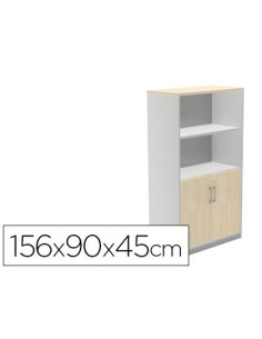 ARMARIO ROCADA CON DOS ESTANTES Y DOS PUERTAS INFERIORES SERIE STORE 156X90X45 CM ACABADO AB01