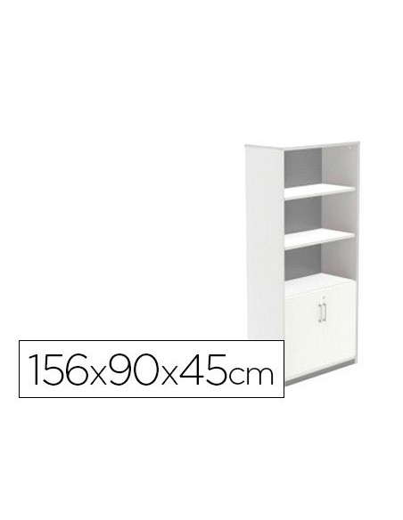 ARMARIO ROCADA CON DOS ESTANTES Y DOS PUERTAS INFERIORES SERIE STORE 156X90X45 CM ACABADO AW04