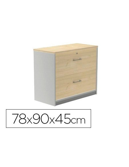 ARMARIO ROCADA CON DOS CAJONES SERIE STORE 78X90X45 CM ACABADO AB02 ALUMINIO/GRIS