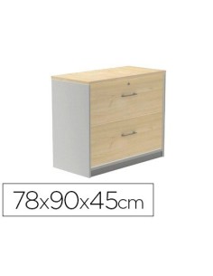ARMARIO ROCADA CON DOS CAJONES SERIE STORE 78X90X45 CM ACABADO AB04 ALUMINIO/BLANCO