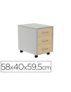 CAJONERA ROCADA CON TRES CAJONES SERIE STORE 58X40X59,5 CM ACABADO AB04 ALUMINIO/BLANCO