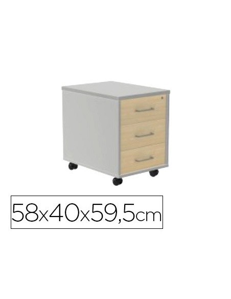 CAJONERA ROCADA CON TRES CAJONES SERIE STORE 58X40X59,5 CM ACABADO AB04 ALUMINIO/BLANCO