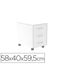 CAJONERA ROCADA CON TRES CAJONES SERIE STORE 58X40X59,5 CM ACABADO AW04 BLANCO/BLANCO