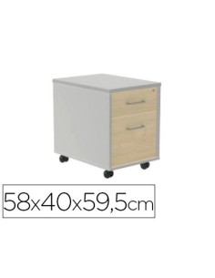 CAJONERA ROCADA CON DOS CAJONES SERIE STORE 58X40X59,5 CM ACABADO AB04 ALUMINIO/BLANCO