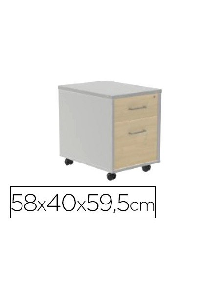 CAJONERA ROCADA CON DOS CAJONES SERIE STORE 58X40X59,5 CM ACABADO AB04 ALUMINIO/BLANCO