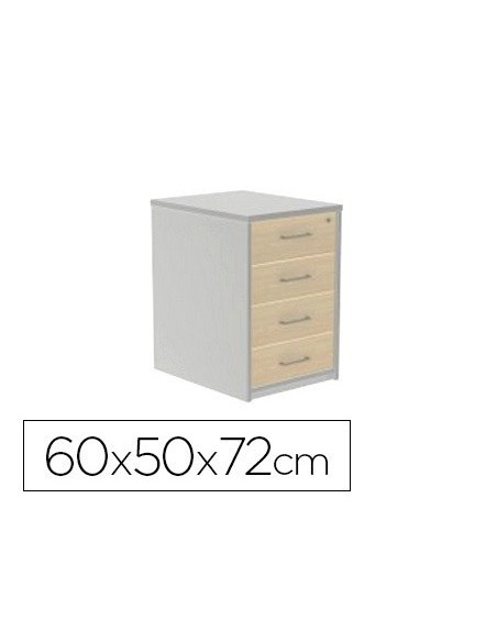 CAJONERA ROCADA CON CUATRO CAJONES SERIE STORE 60X50X72 CM ACABADO AB02 ALUMINIO/GRIS